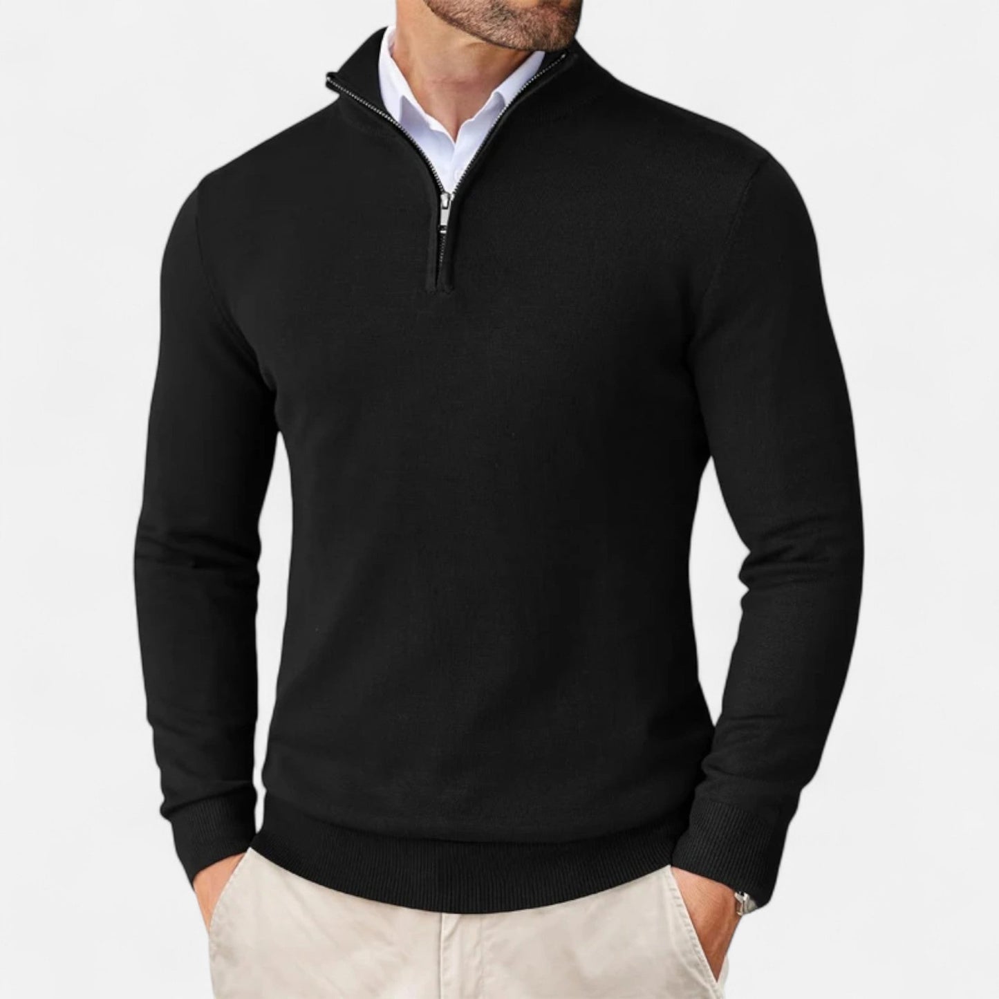 Fitted Men's Quarter Zip Sweater