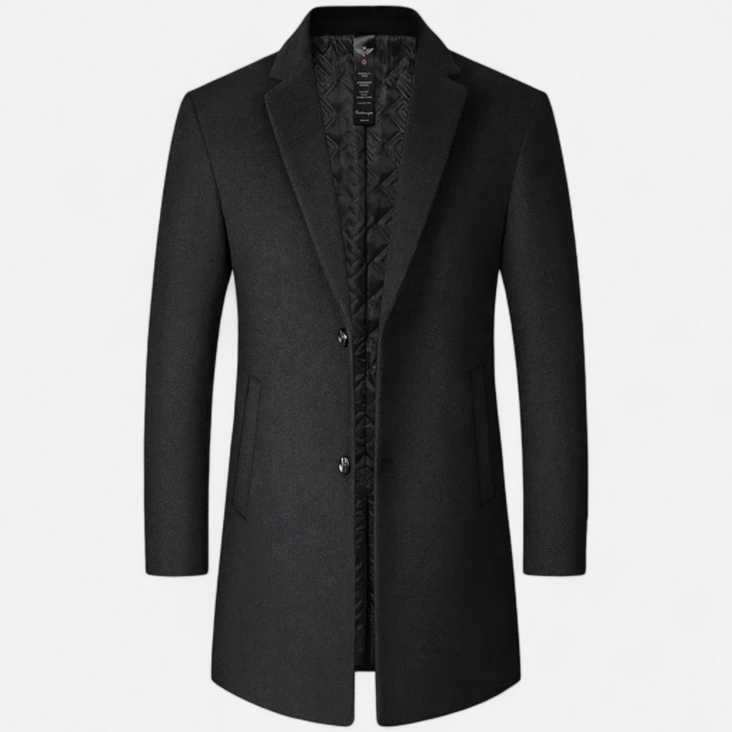 Men's Traditional Wool Long Coat - Slim Fit, Insulated Lining