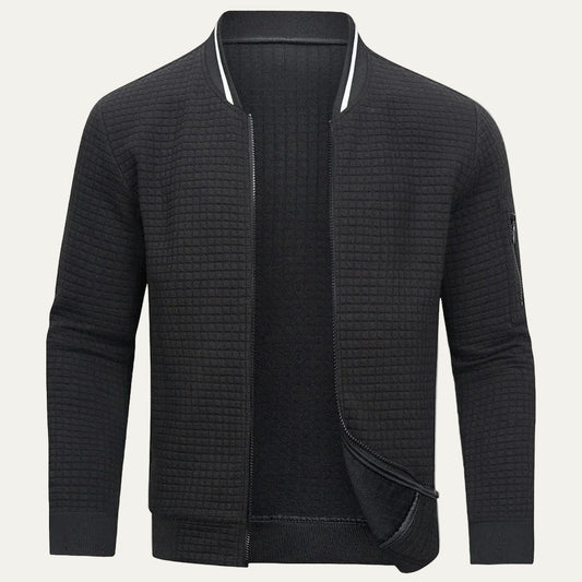 VogeLuxe | Men’s Waffle Knit Full Zip Casual Sweatshirt