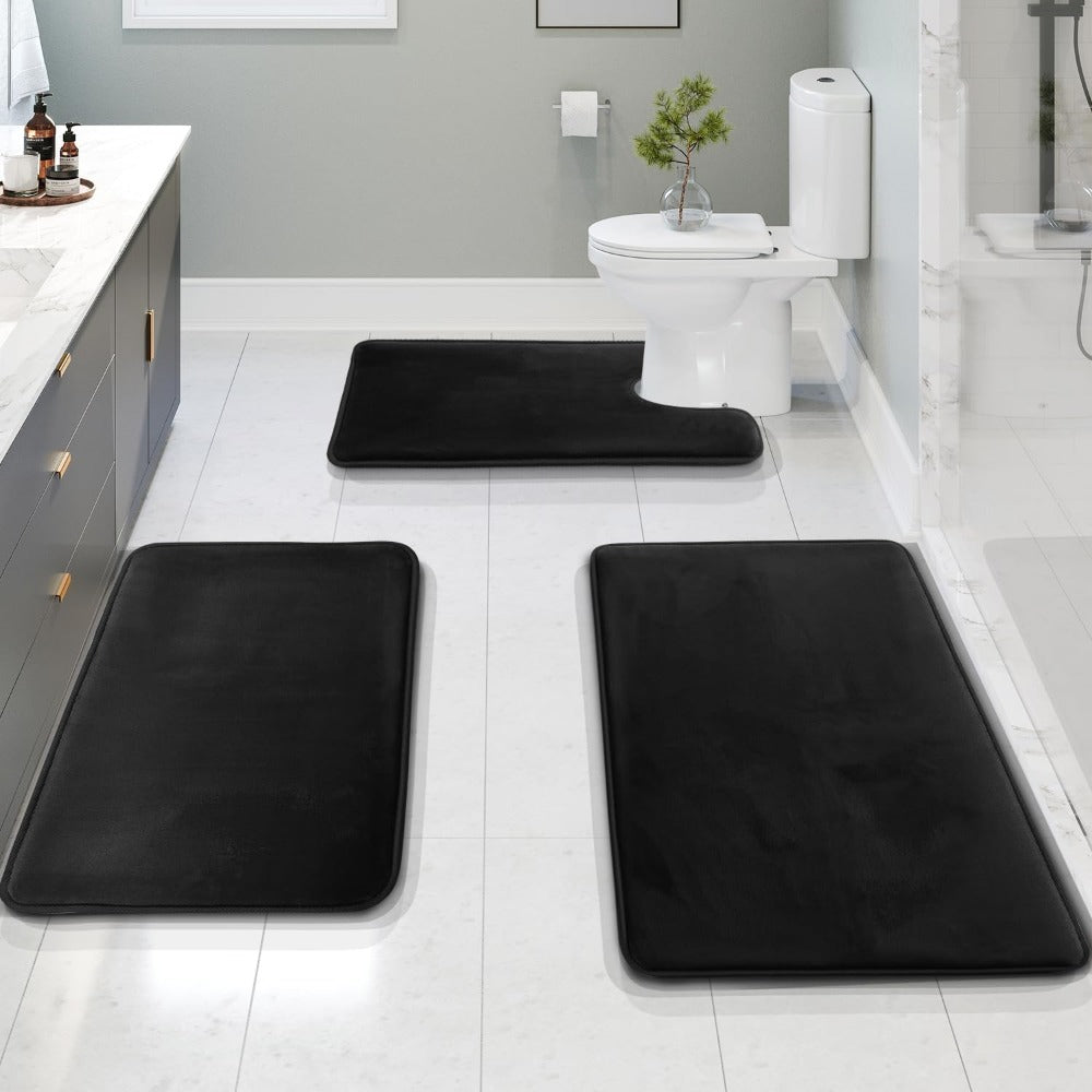 Plush Memory Foam Bathroom Mat Set 3-Piece Grip