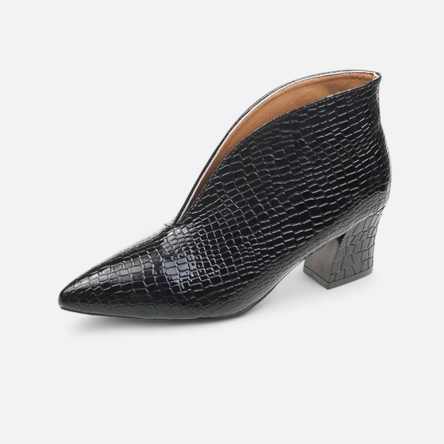 Glossy Black Ankle Boots for Women