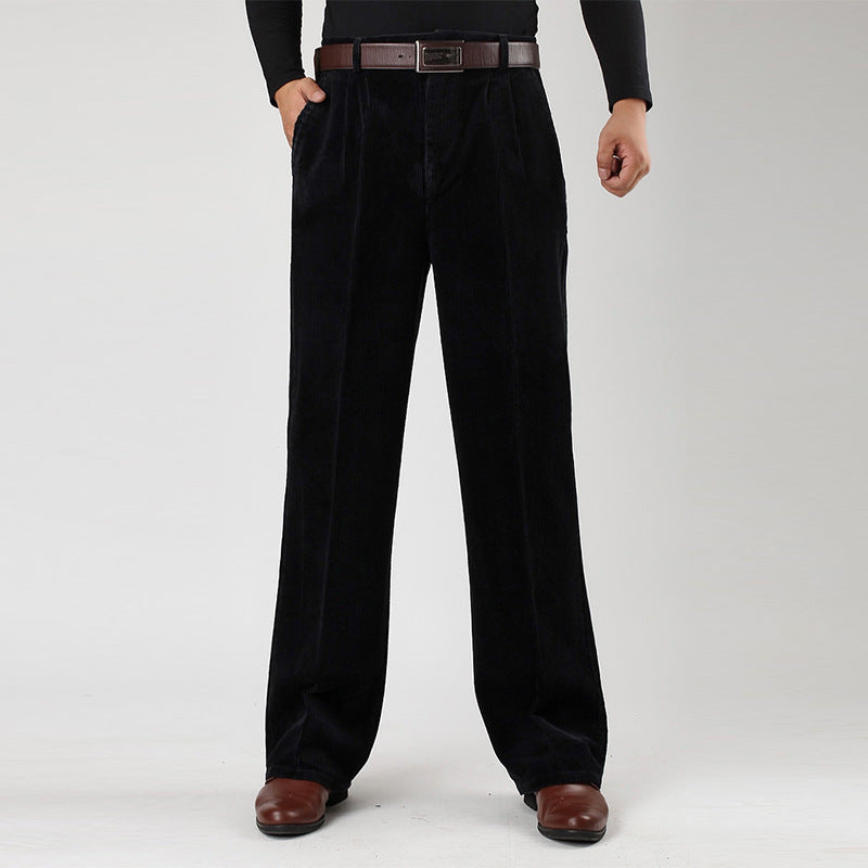 Men's Relaxed Fit Corduroy Pants with Pleats