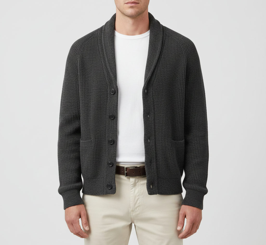 Warm Men's Wool Cardigan Sweater - VogeLuxe