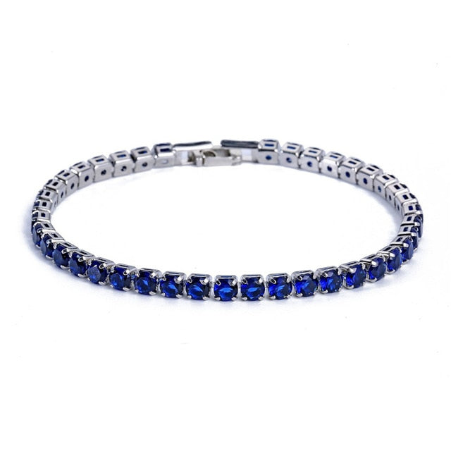 Shining Silver Chain Tennis Bracelet With Sparkling Zirconia