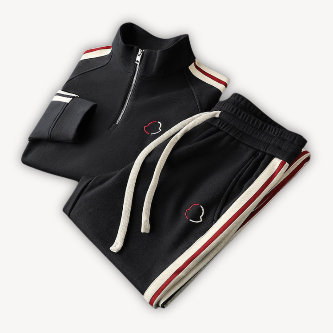 Classic Navy Blue Striped Jogger Suit