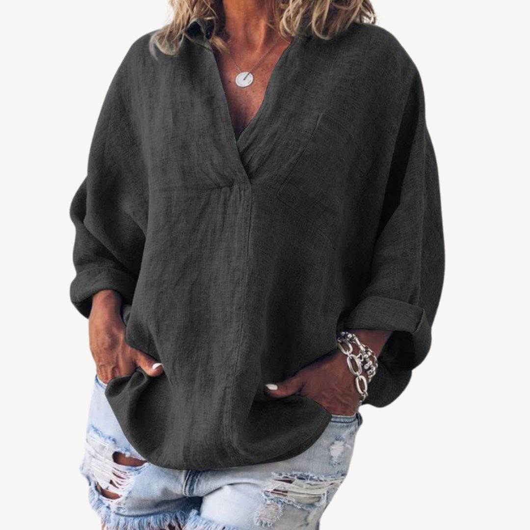 Relaxed Fit Cotton Women's Blouse - VogeLuxe
