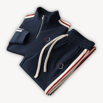 Classic Navy Blue Striped Jogger Suit