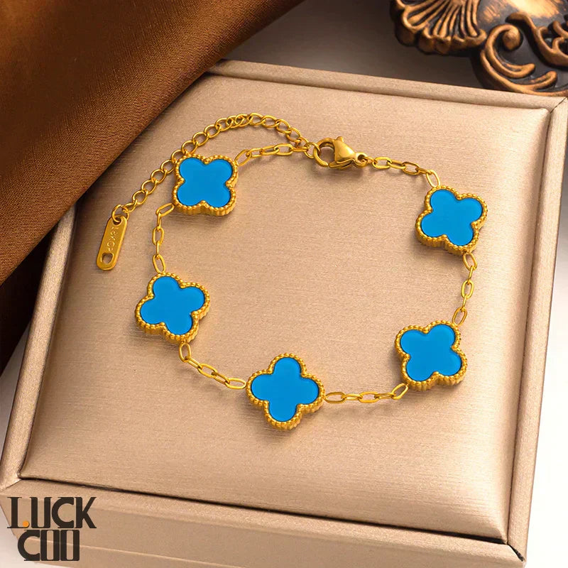 Delicate Flower Charm Gold Plated Ladies Bracelet