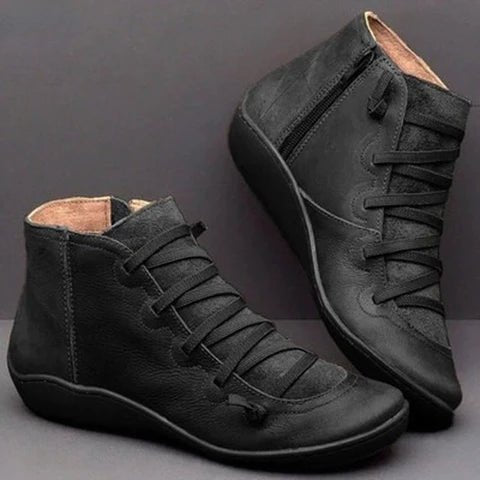 Comfortable Womens Zip Ankle Boots Vegan Leather