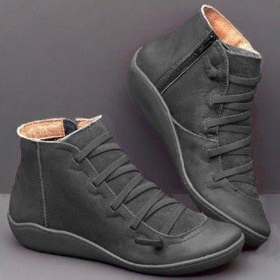 Comfortable Womens Zip Ankle Boots Vegan Leather