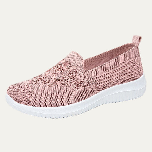VogeLuxe | Women’s Breathable Knit Slip On Floral Walking Shoe