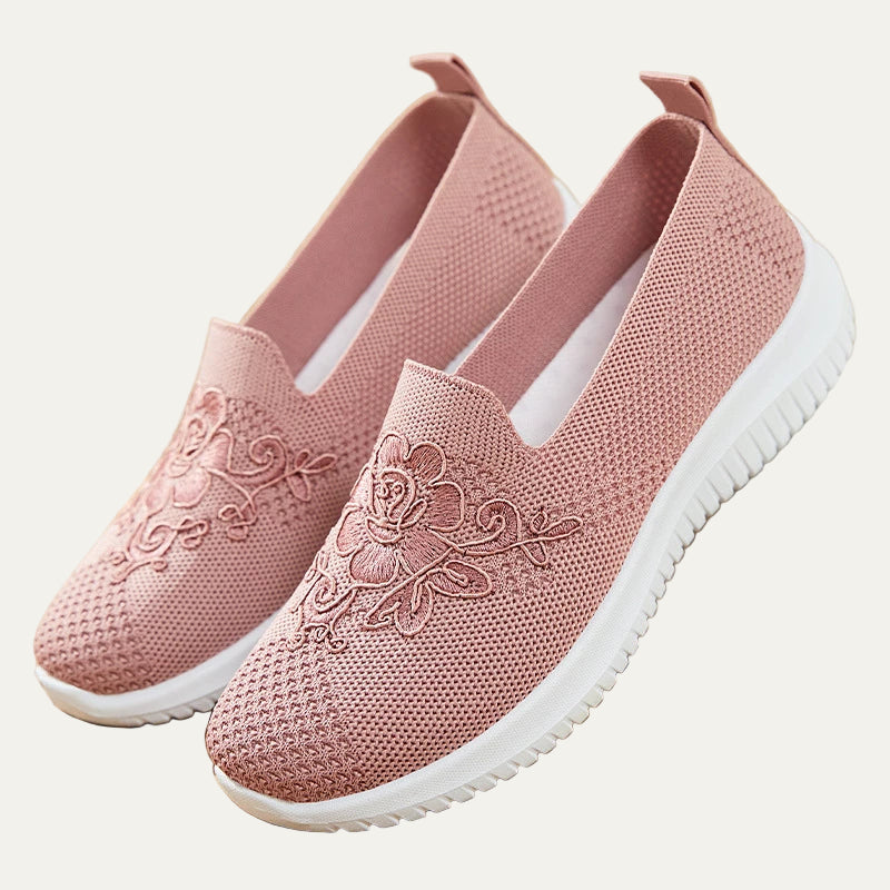 VogeLuxe | Women’s Breathable Knit Slip On Floral Walking Shoe