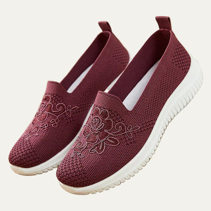 VogeLuxe | Women’s Breathable Knit Slip On Floral Walking Shoe