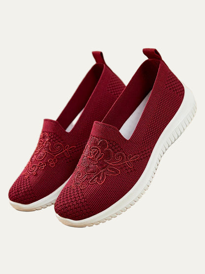 VogeLuxe | Women’s Breathable Knit Slip On Floral Walking Shoe