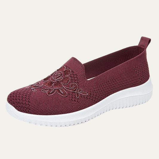 VogeLuxe | Women’s Breathable Knit Slip On Floral Walking Shoe