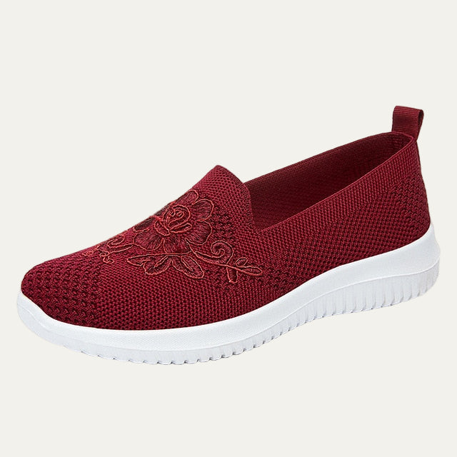 VogeLuxe | Women’s Breathable Knit Slip On Floral Walking Shoe