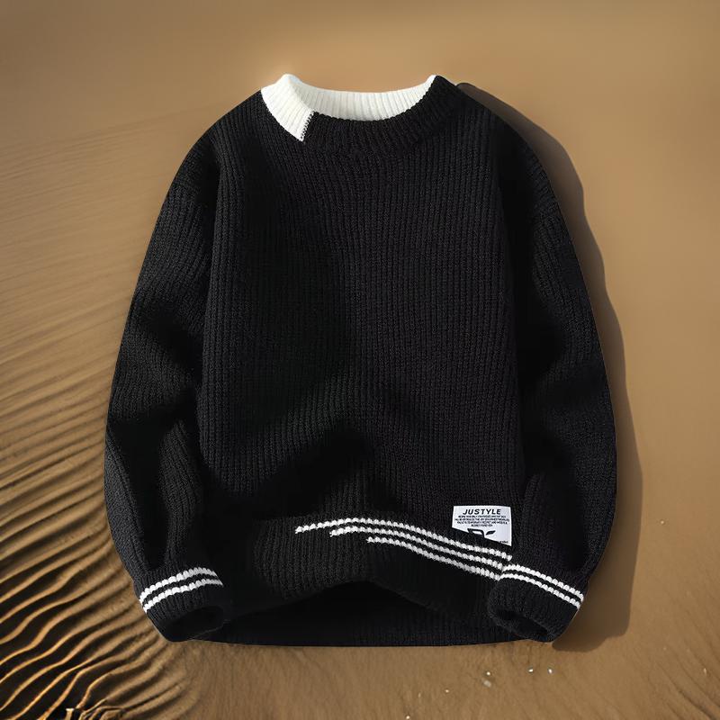 Casual Men's Horizontal Stripe Crew Sweater - VogeLuxe