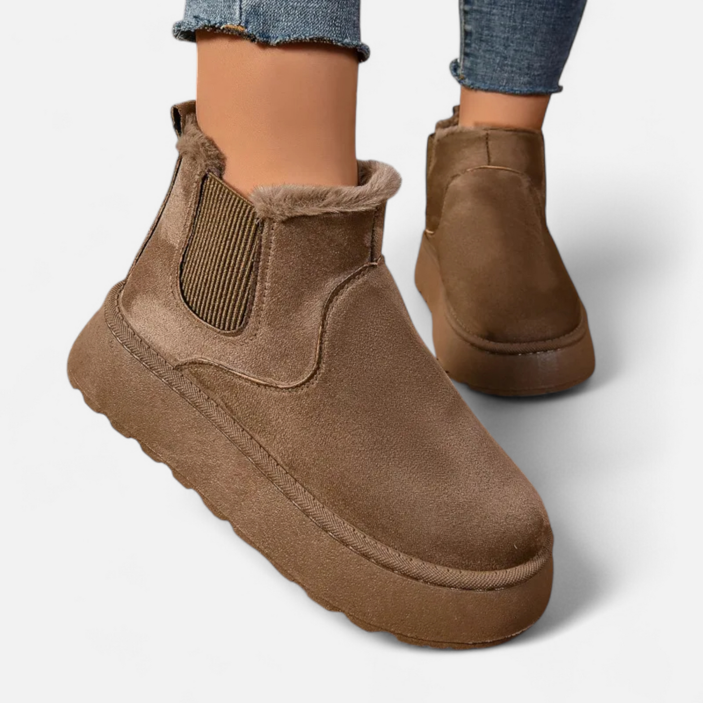 Comfortable Women's Low Heel Faux Fur Boots