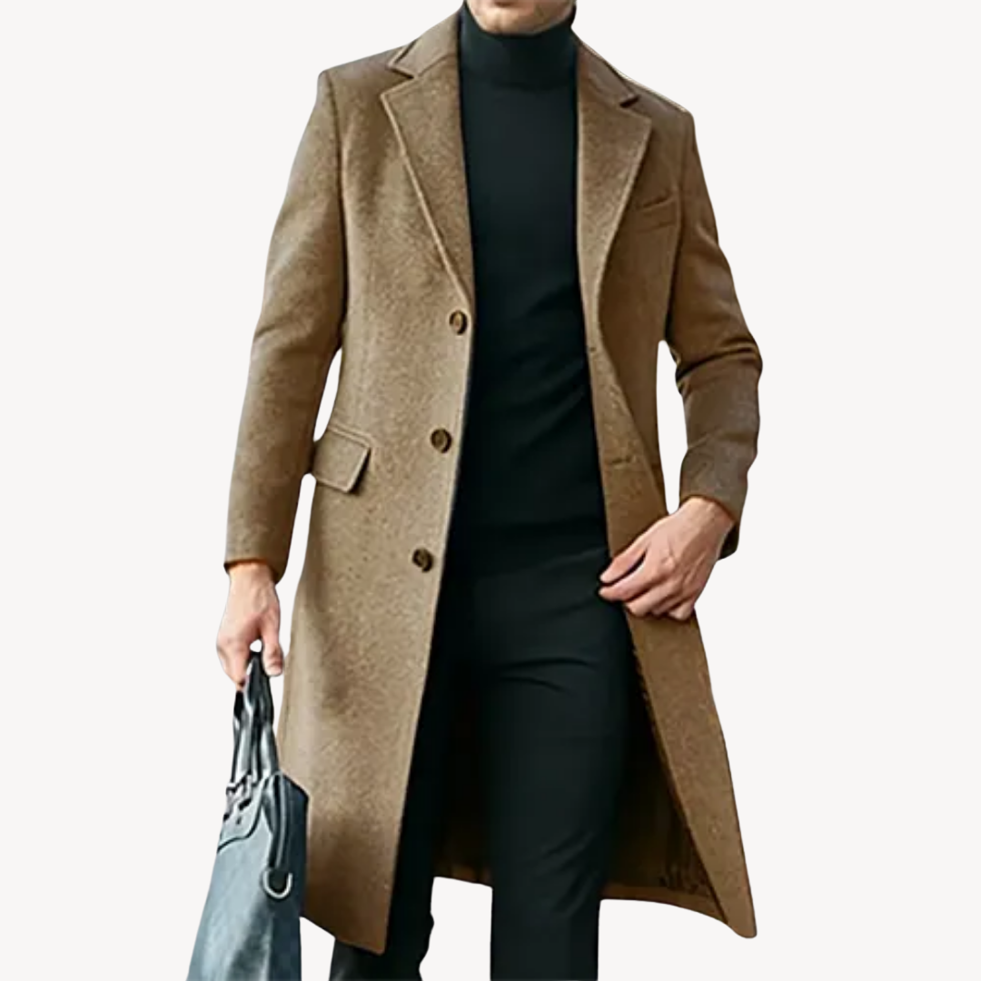 VogeLuxe | Men’s Elegant Tailored Single Breasted Overcoat