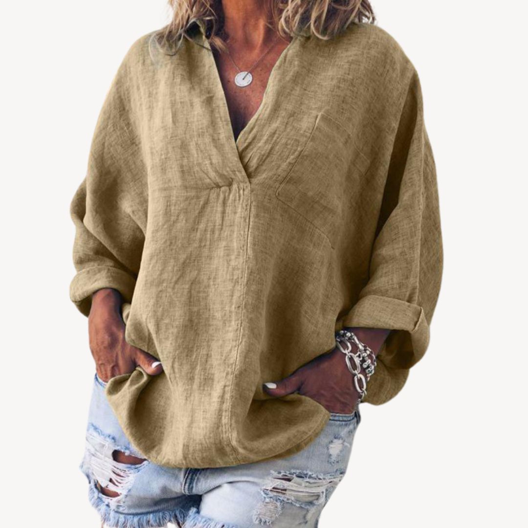 Relaxed Fit Cotton Women's Blouse