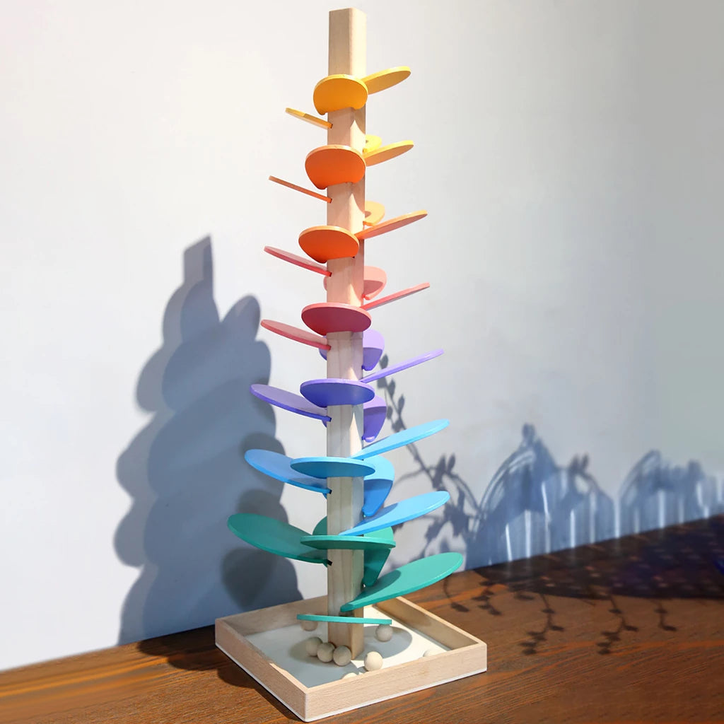 Colorful Marble Run Tower With Wooden Music Tree For Kids