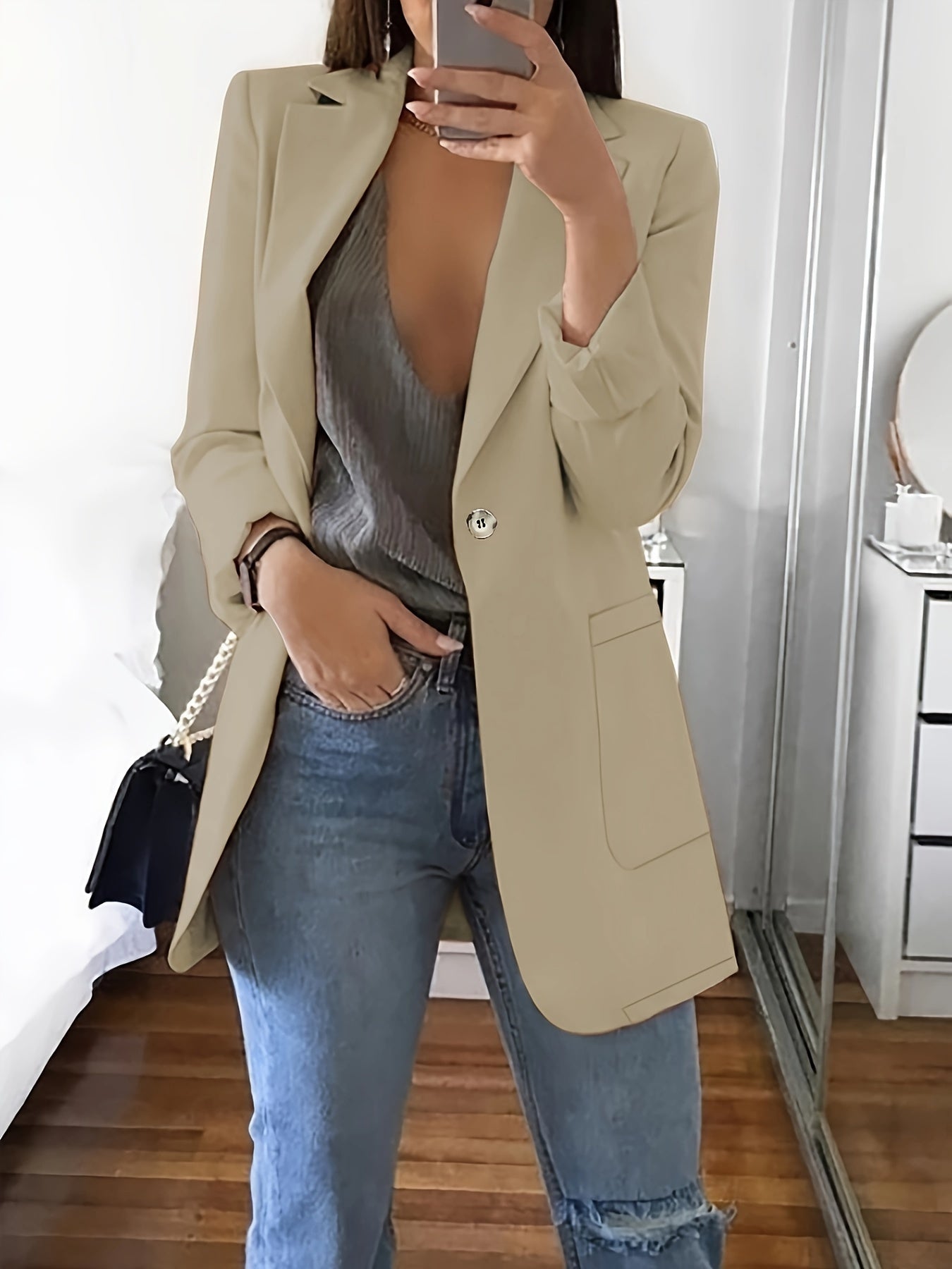 Women's Classic Tailored Blazer for Fall Winter
