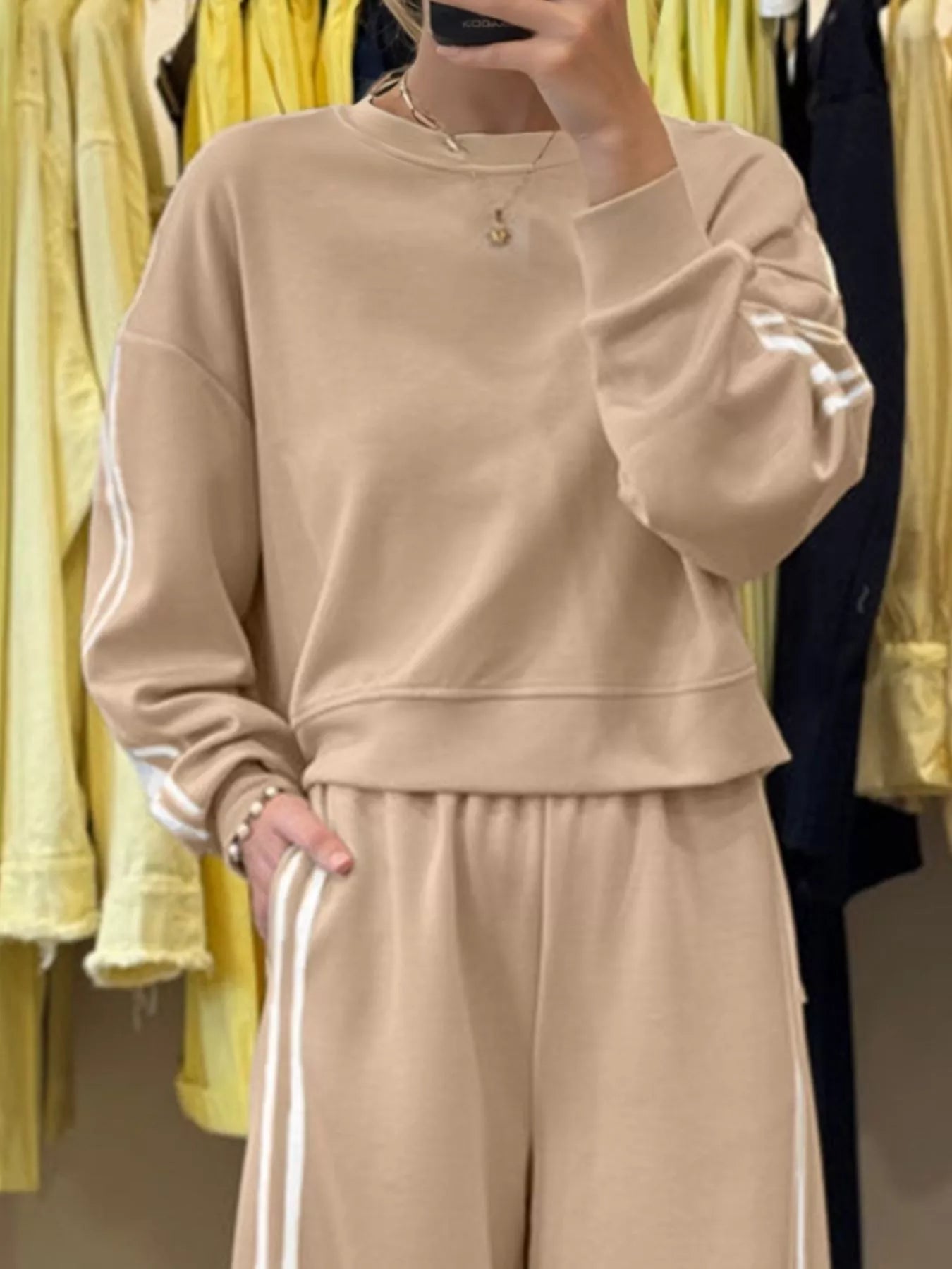 Classic Stripe Casual 2 Piece Tracksuit Set