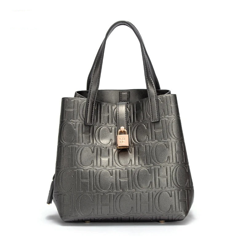 Elegant Black Tote Handbag with Red Interior