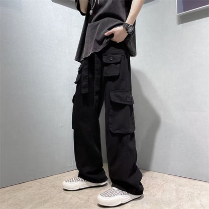Comfortable Dark Straight Leg Cargo Pants for Men - VogeLuxe