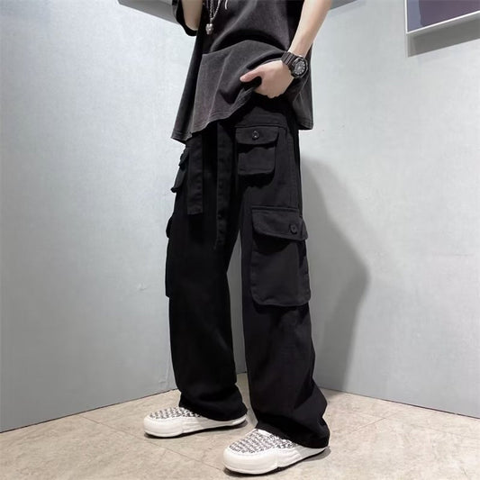 Comfortable Dark Straight Leg Cargo Pants for Men - VogeLuxe