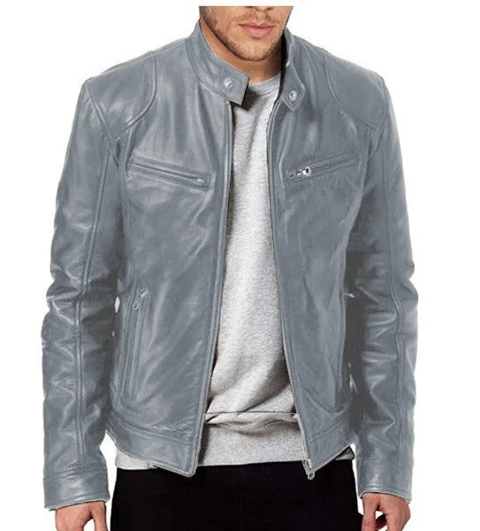 Relaxed Fit Mens Vegan Leather Jacket