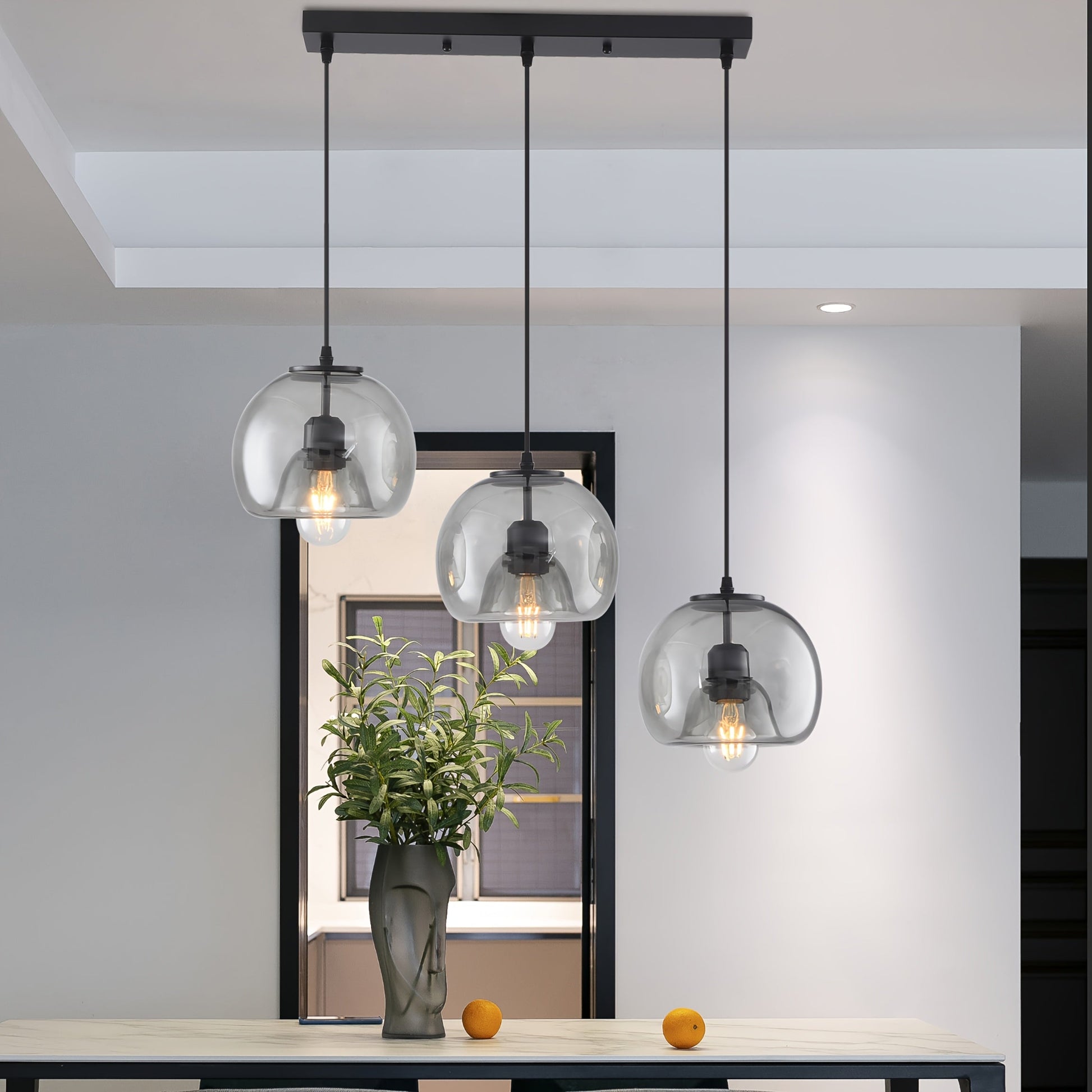 Sleek Glass Pendant Light | Adjustable Kitchen Island Fixture - VogeLuxe