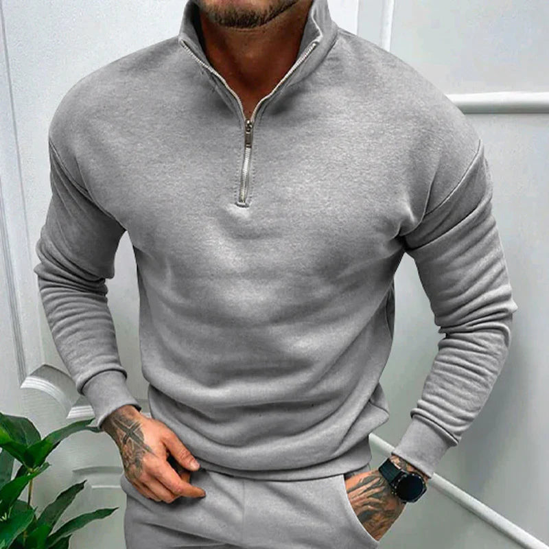 Warm Men's Zip Up Long Sleeve Winter Sweater