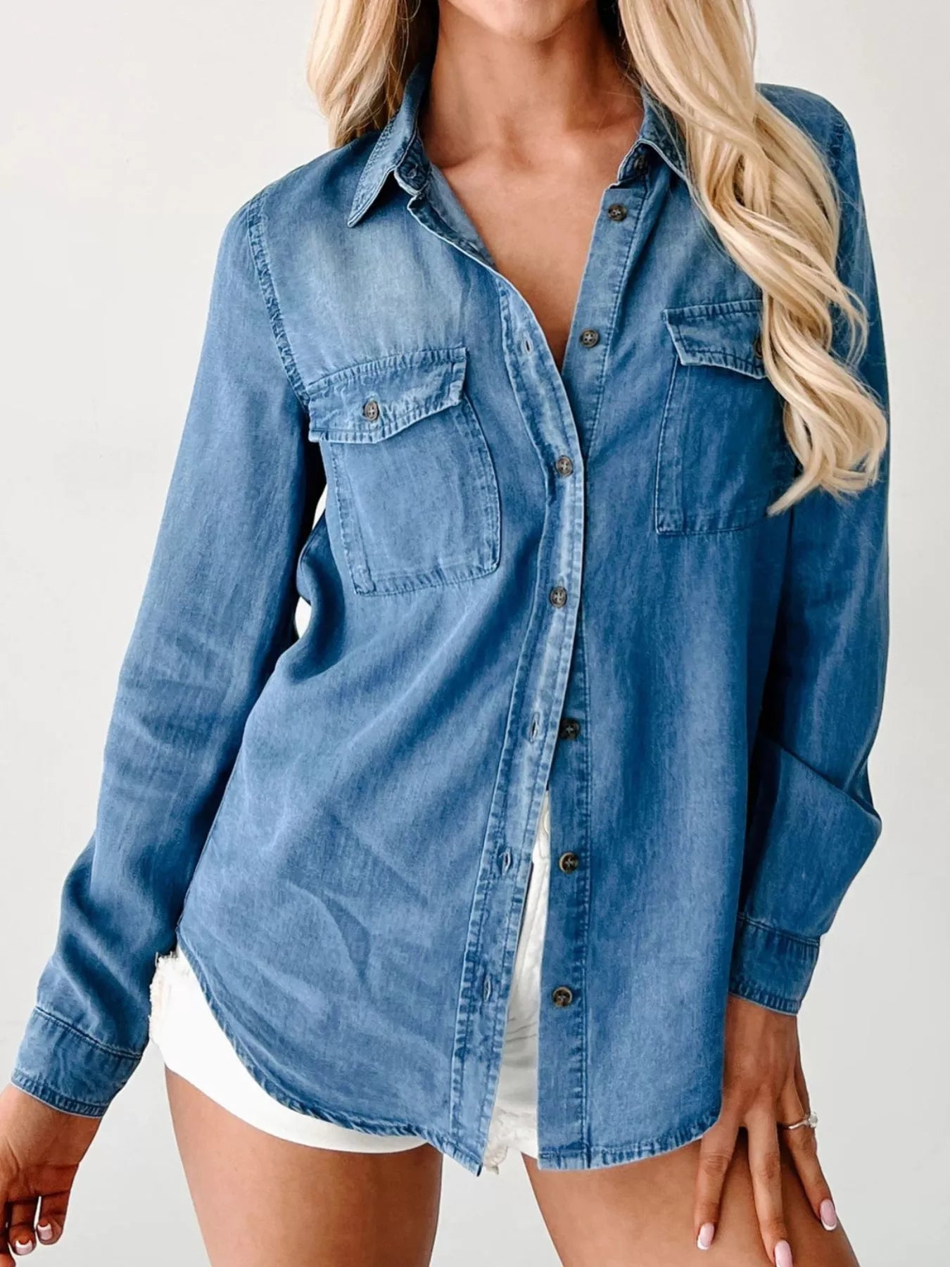 Casual Classic Fit Blue Jeans Shirt - VogeLuxe