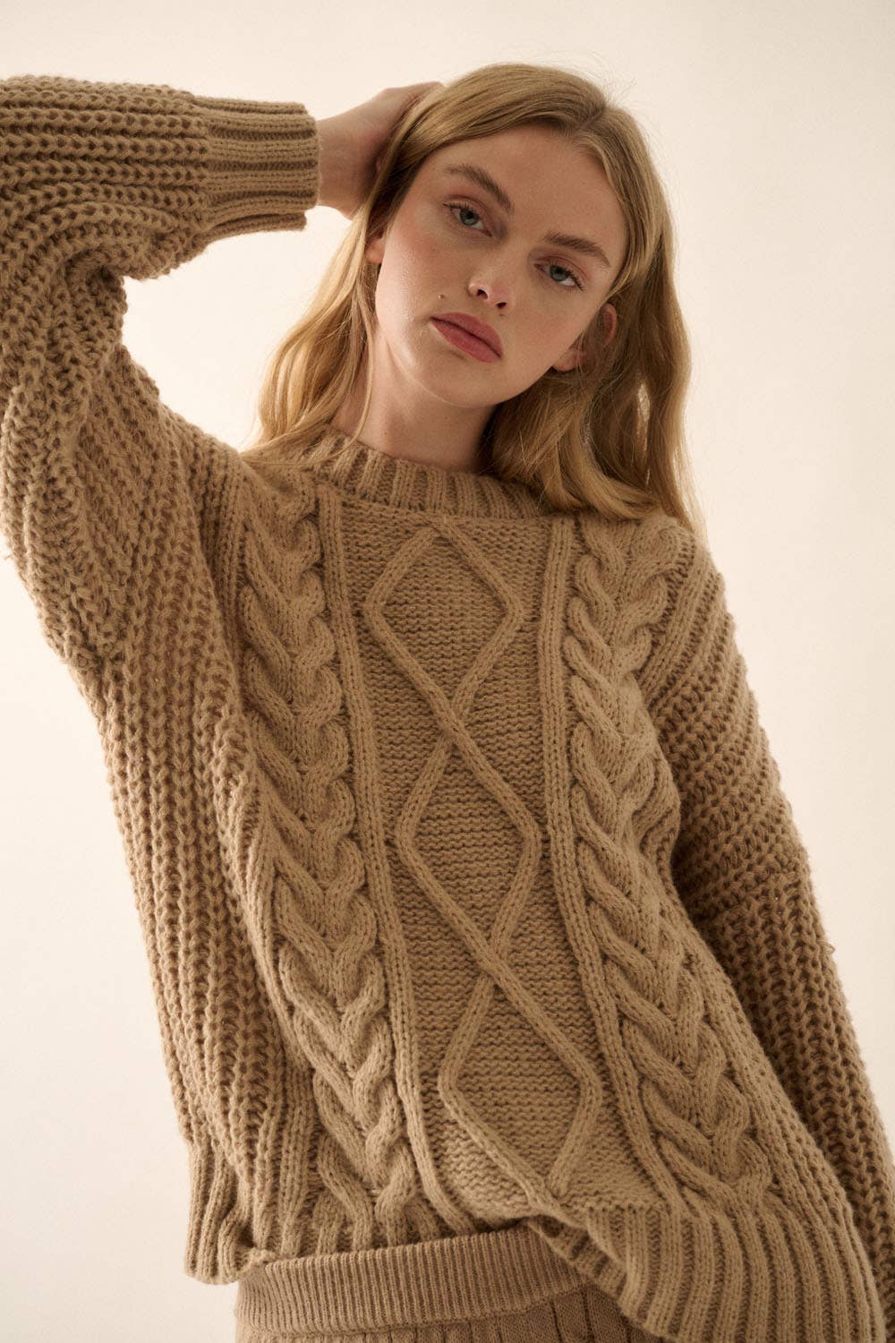Soft Cable Knit Women's Long Sweater