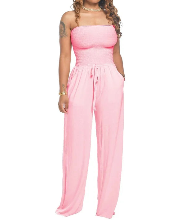 Summer Women's Strapless Drawstring Jumpsuit