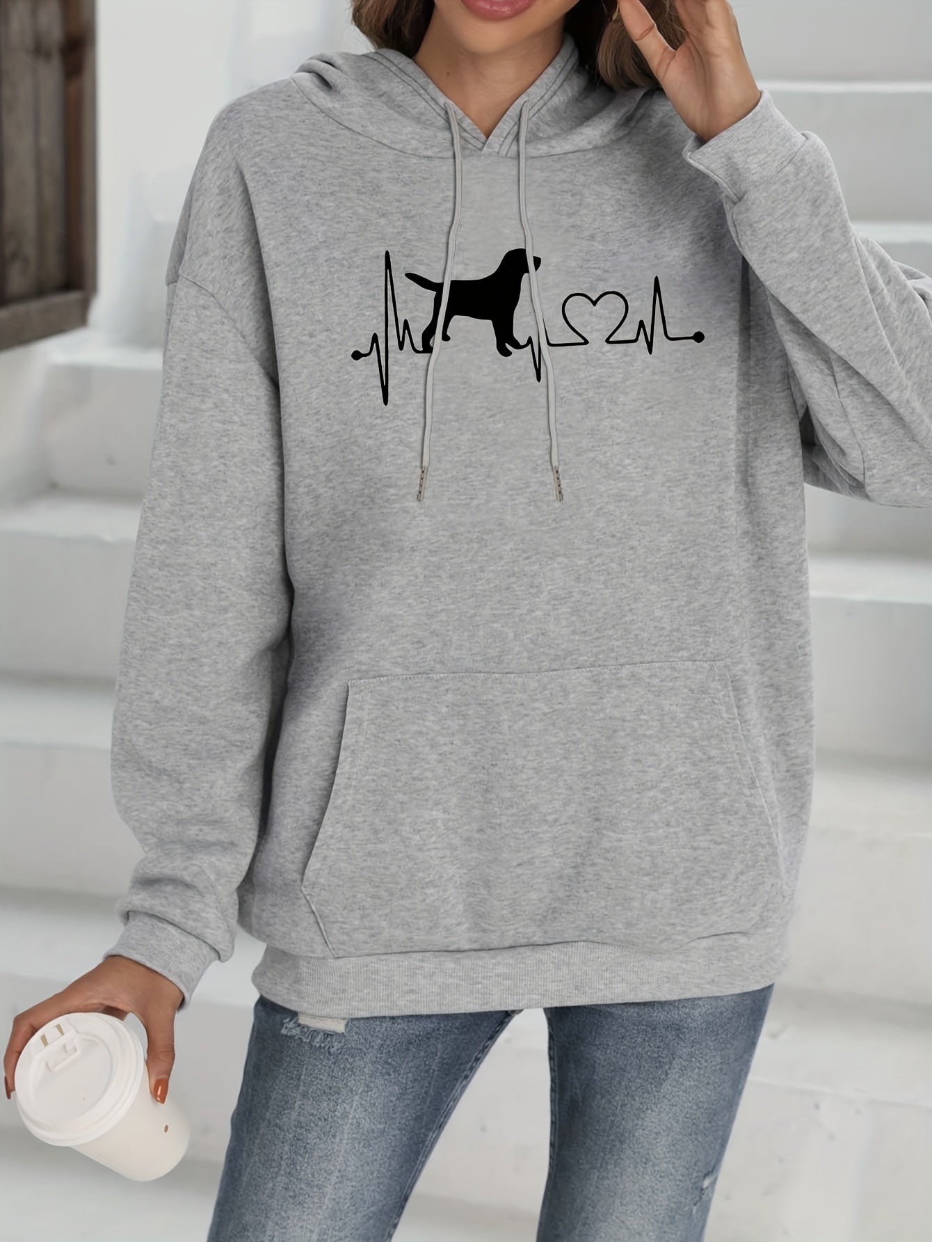 Cozy Women's Graphic Hoodie with Cute Dog Design