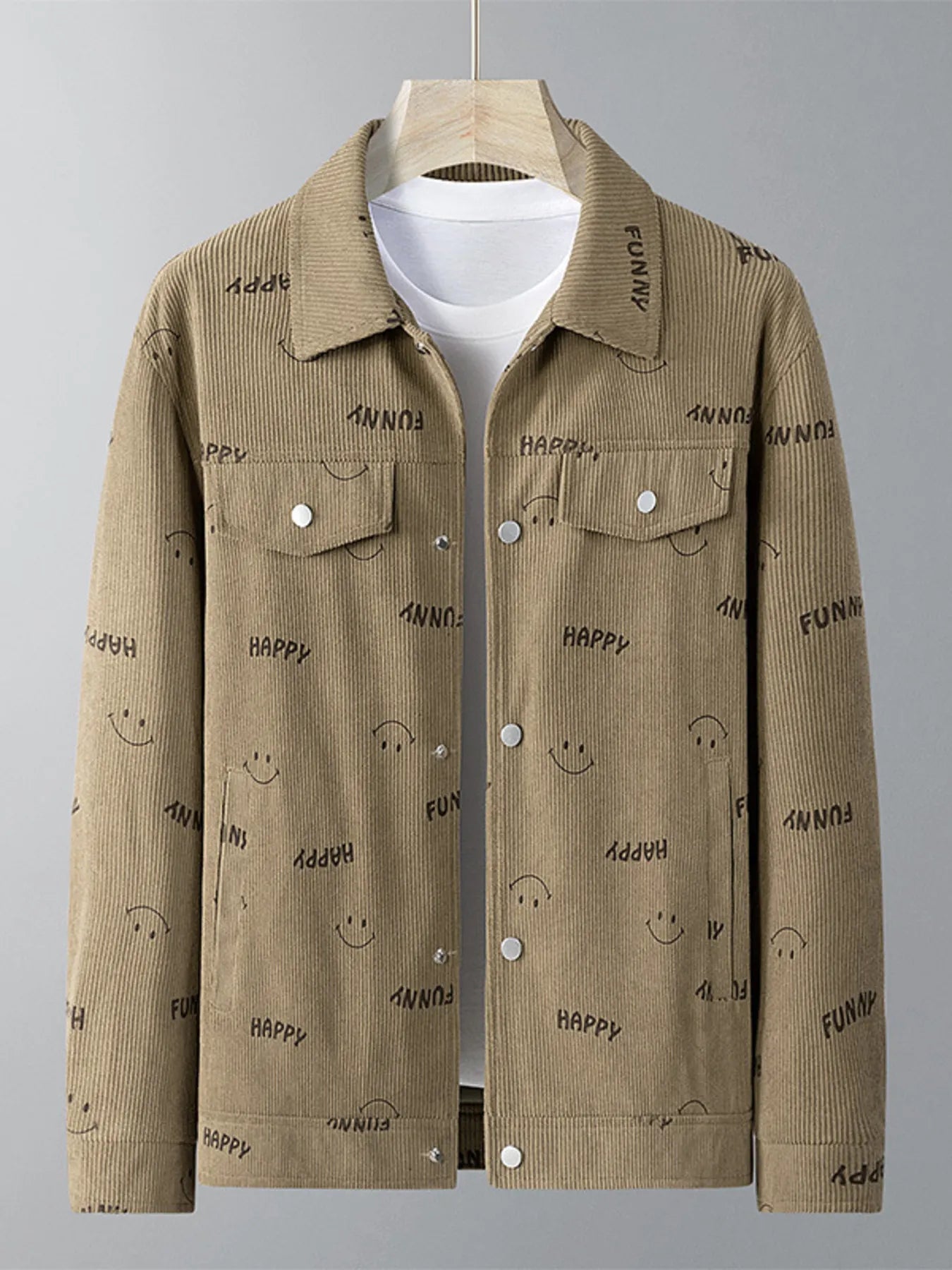 Men's Large Funny Face Button Jacket