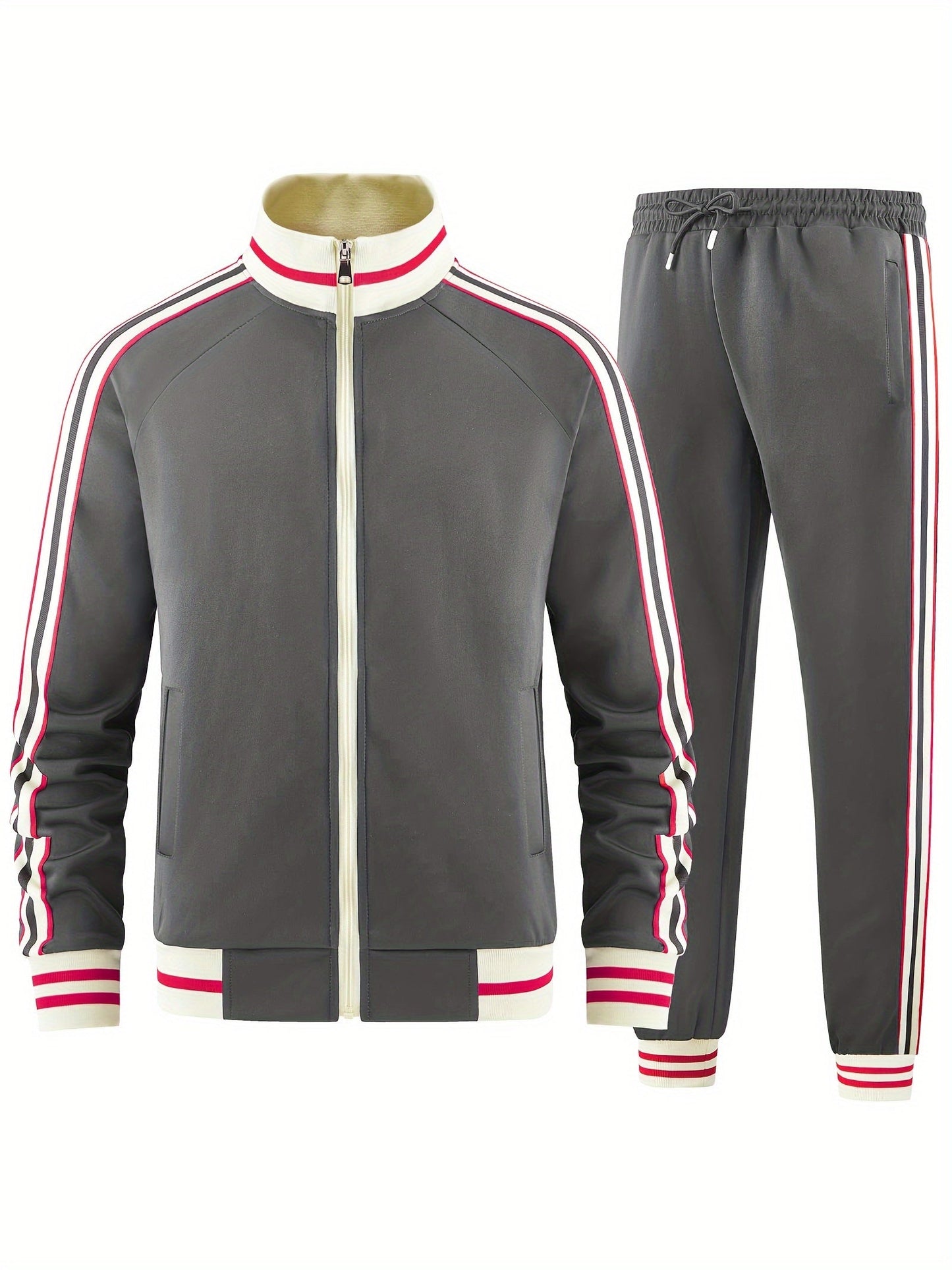 Comfortable Men's Sports Full Zip Tracksuit Set
