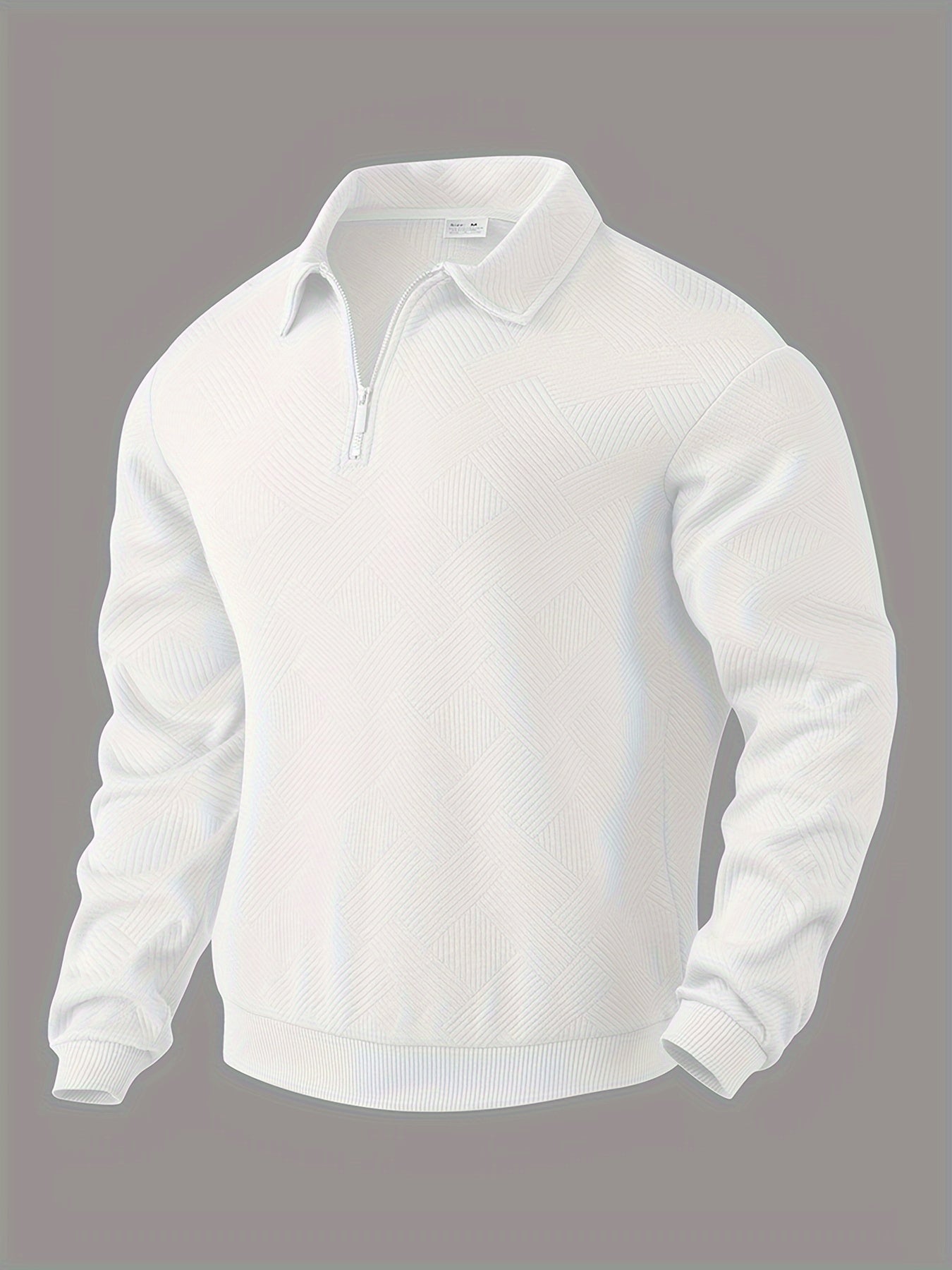 Warm Men's Quarter Zip Sweater with Geometric Design