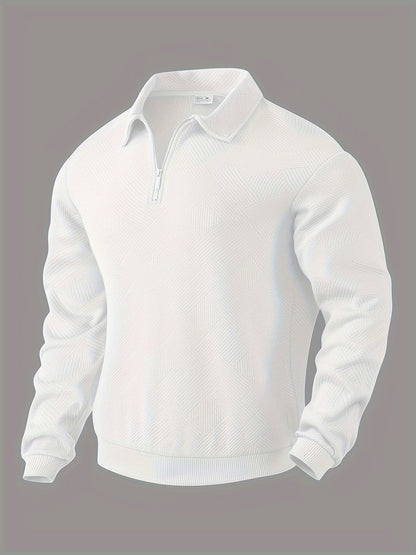 Warm Men's Quarter Zip Sweater with Geometric Design