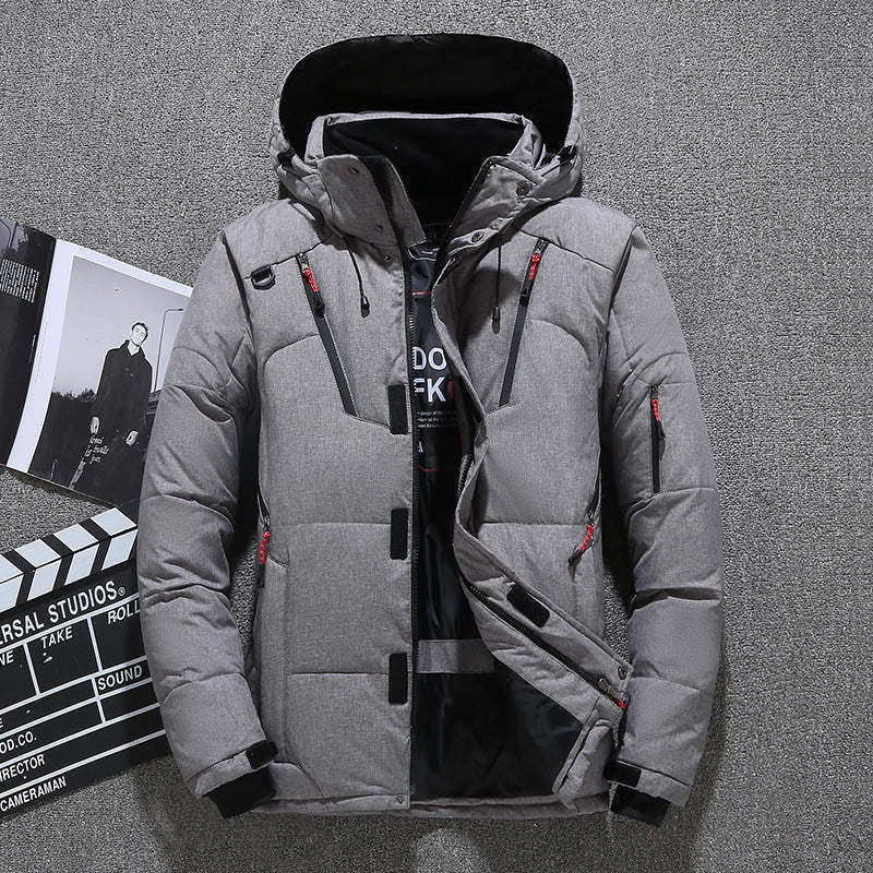 Warm Waterproof Hooded Parka Jacket Mens Down Filled Coat