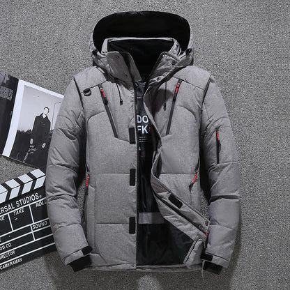 Warm Waterproof Hooded Parka Jacket Mens Down Filled Coat