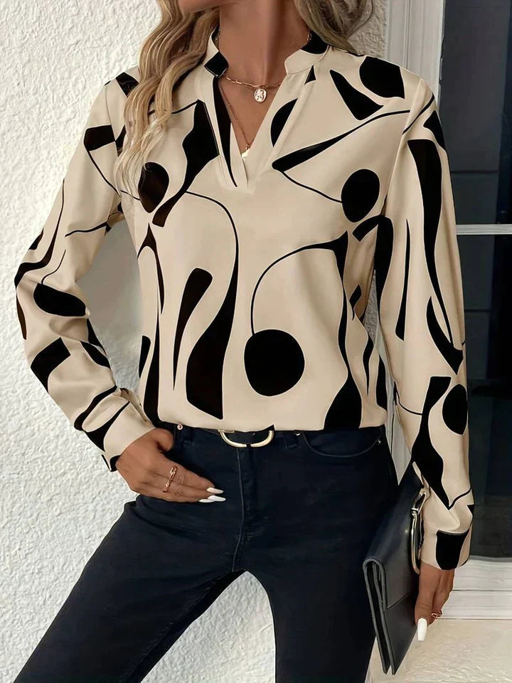 Stylish Ladies Floral Long Sleeve Top - VogeLuxe