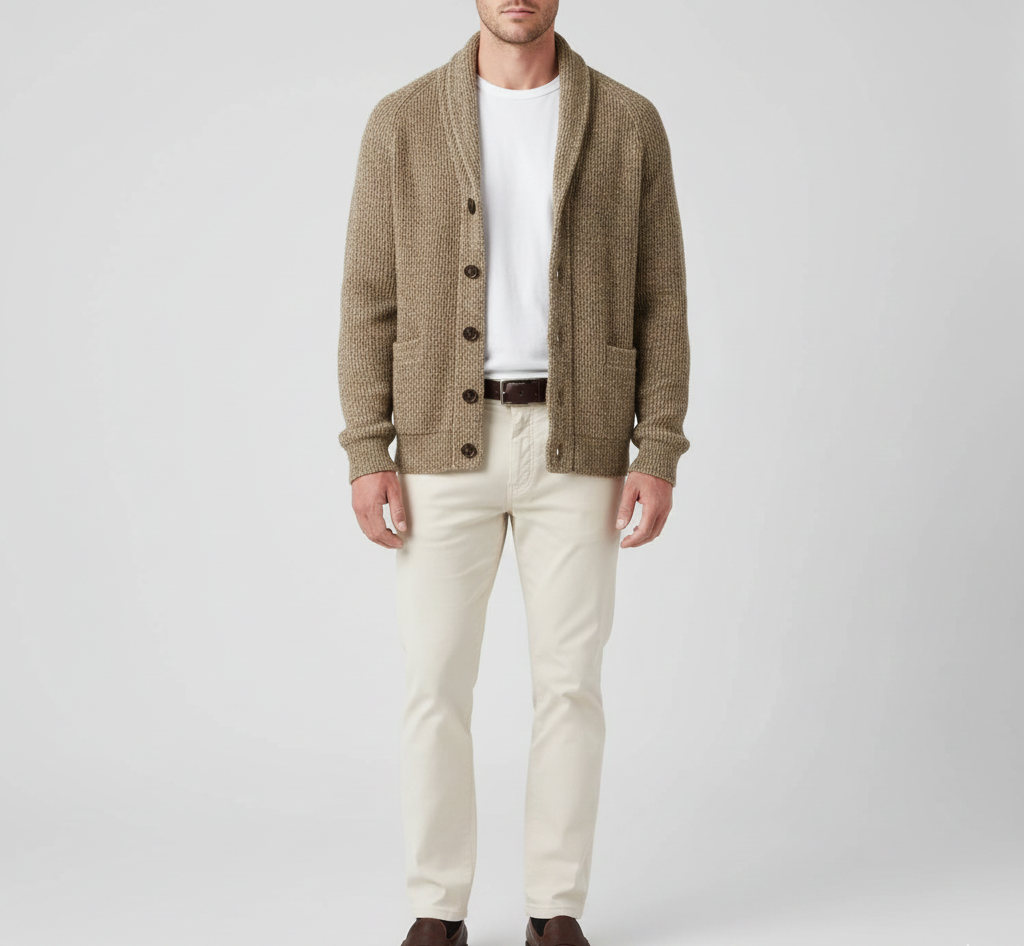 Warm Men's Wool Cardigan Sweater