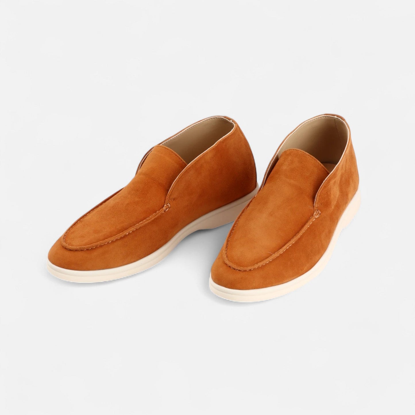 Luxury Suede Slip On Loafers in Tan Brown