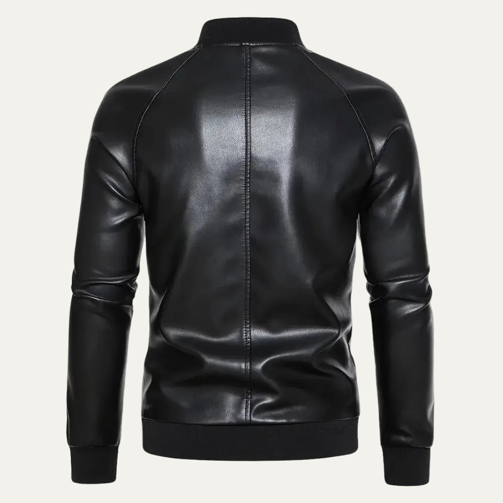 VogeLuxe | Men’s Minimalist Leather Bomber Jacket