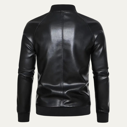 VogeLuxe | Men’s Minimalist Leather Bomber Jacket