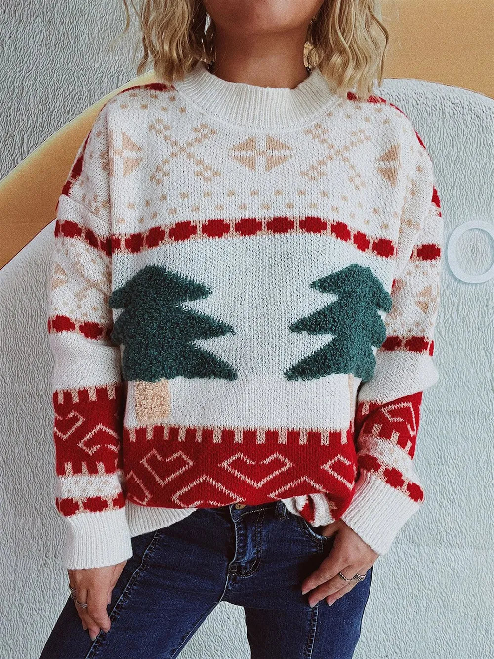 Cozy Holiday Crew Neck Long Sleeve Winter Sweater