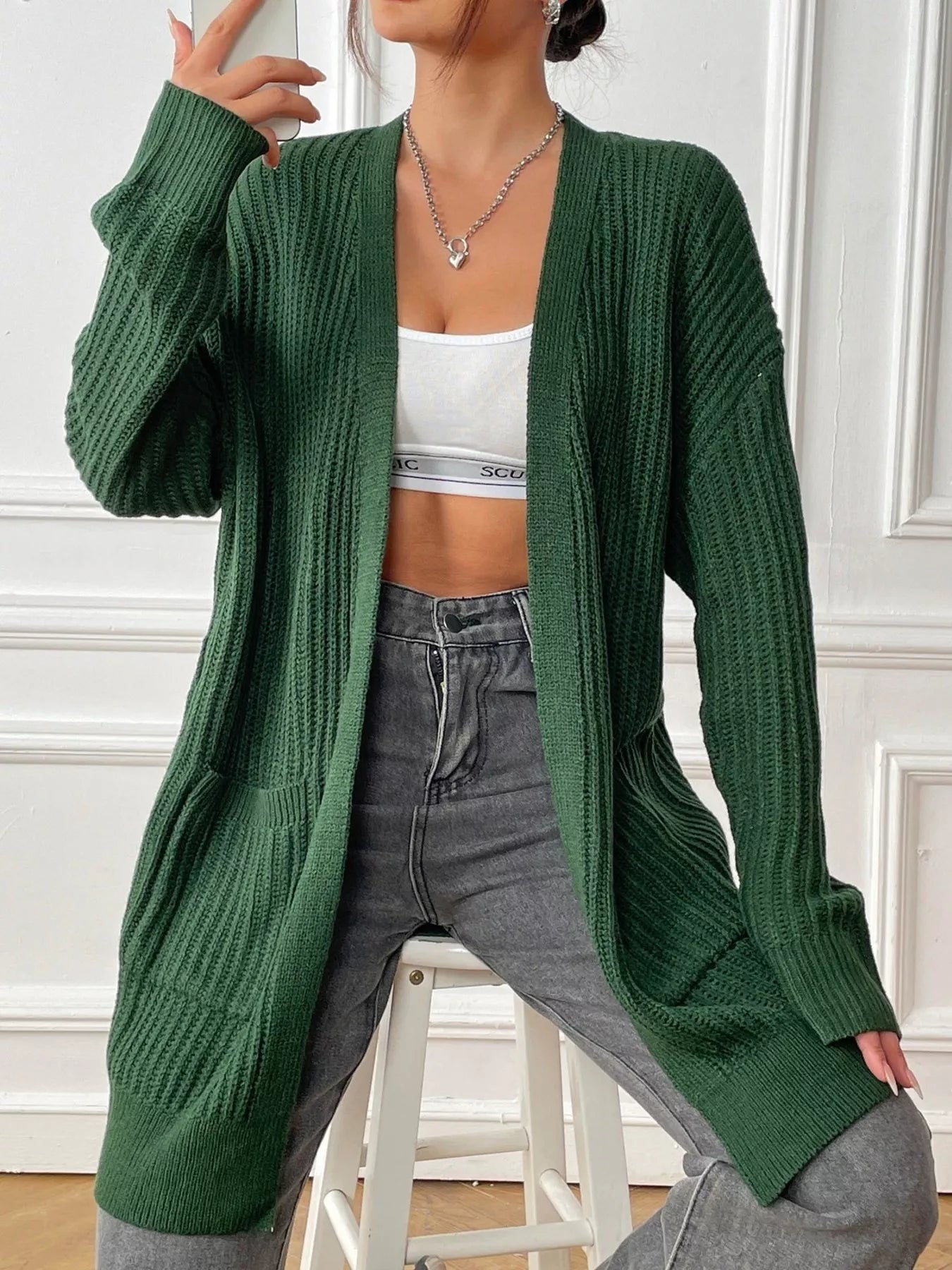 Cozy Large Open Cardigan Sweater - VogeLuxe